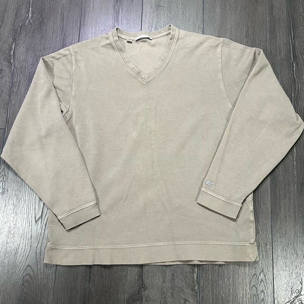 Cutter & Buck V-Neck Pullover‎ Sweater Mens Shirt XL Beige Casual Golf Preppy